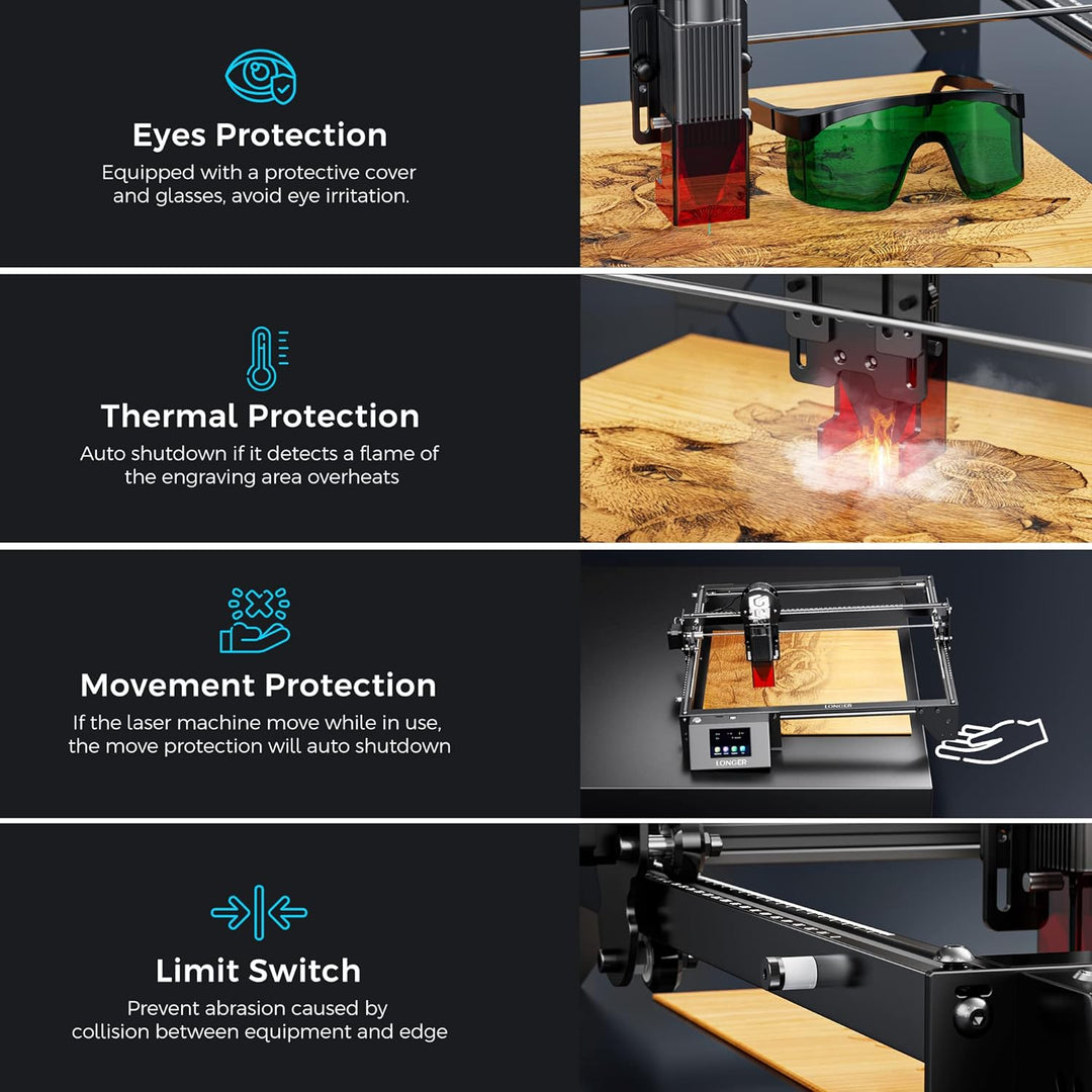 Longer RAY5 10W Laser Engraver, 60W Higher Accuracy Laser Engraving Machine, Compresed Spot 0.06x0.06mm Laser Cutter for Wood and Metal, Dark Acrylic, Glass, Leather, Cutting Area 15.7"x15.7"