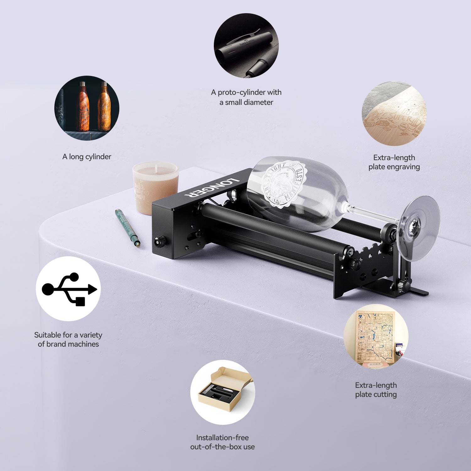 Rotary Roller Upgrade Kits for Laser Engraver