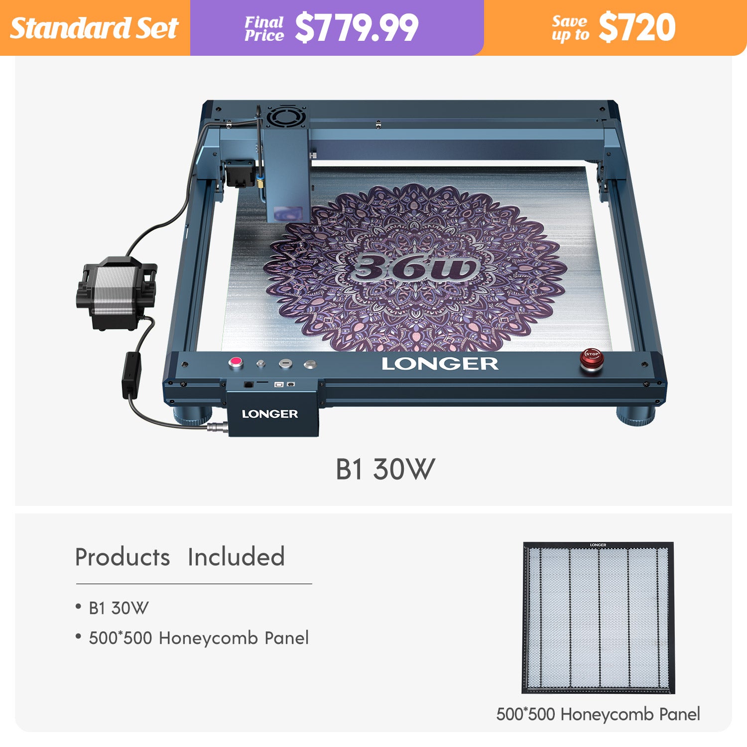 Longer Laser B1 30W Engraving Machine Bundle