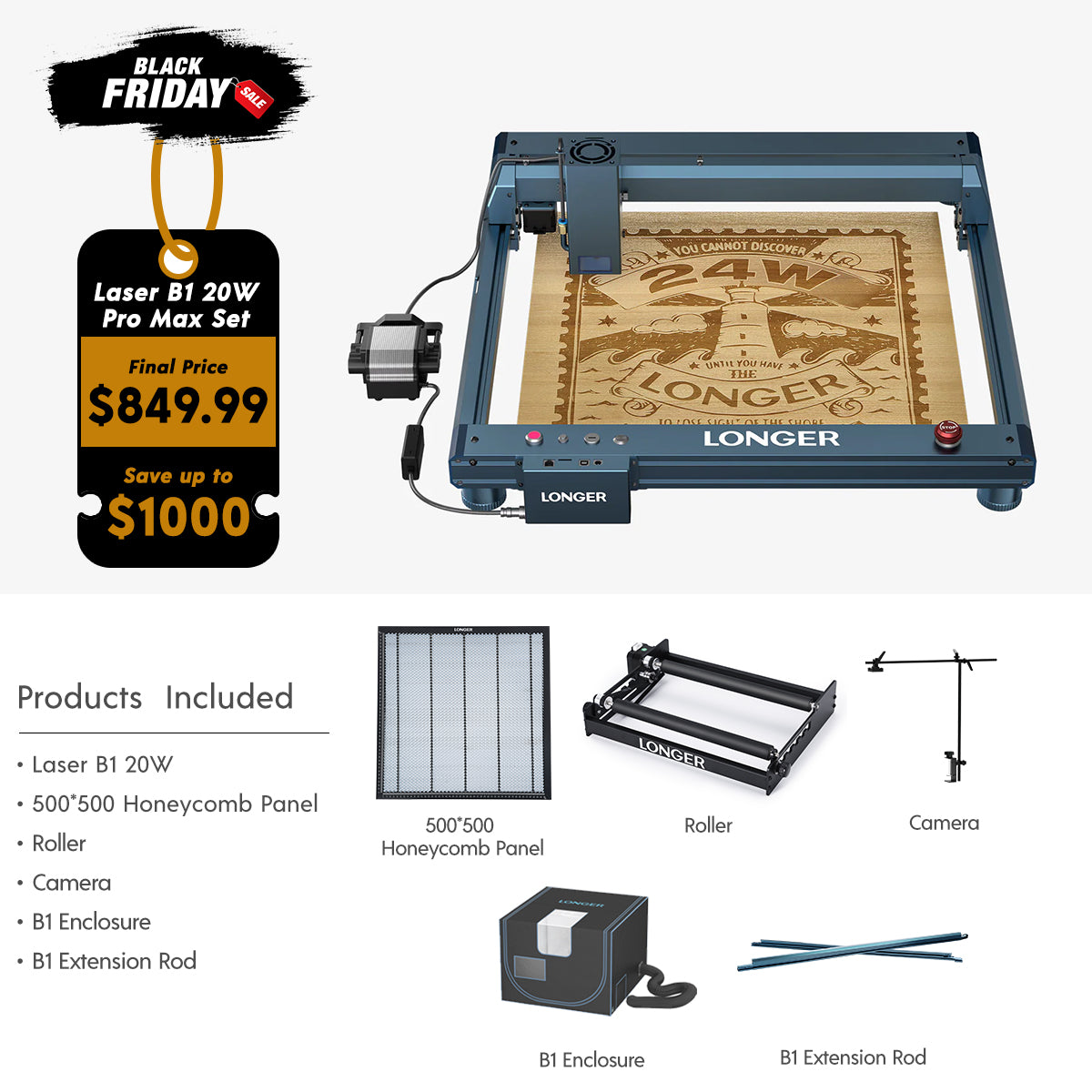 Longer Laser B1 20W Engraving Machine(22-24W Output Power)