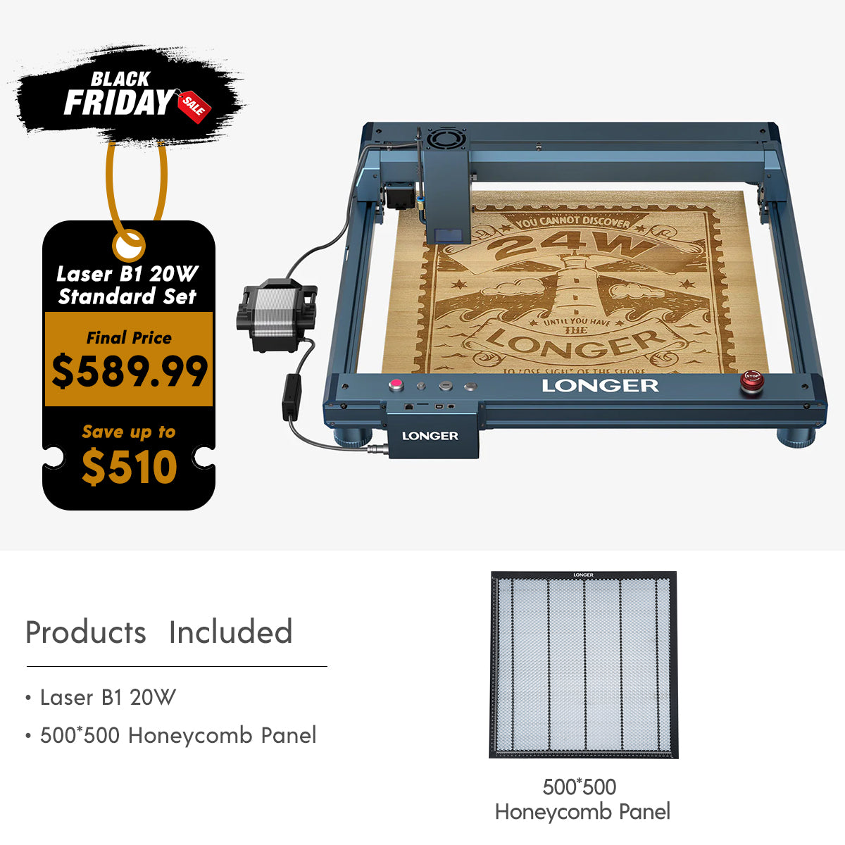 Longer Laser B1 20W Engraving Machine(22-24W Output Power)