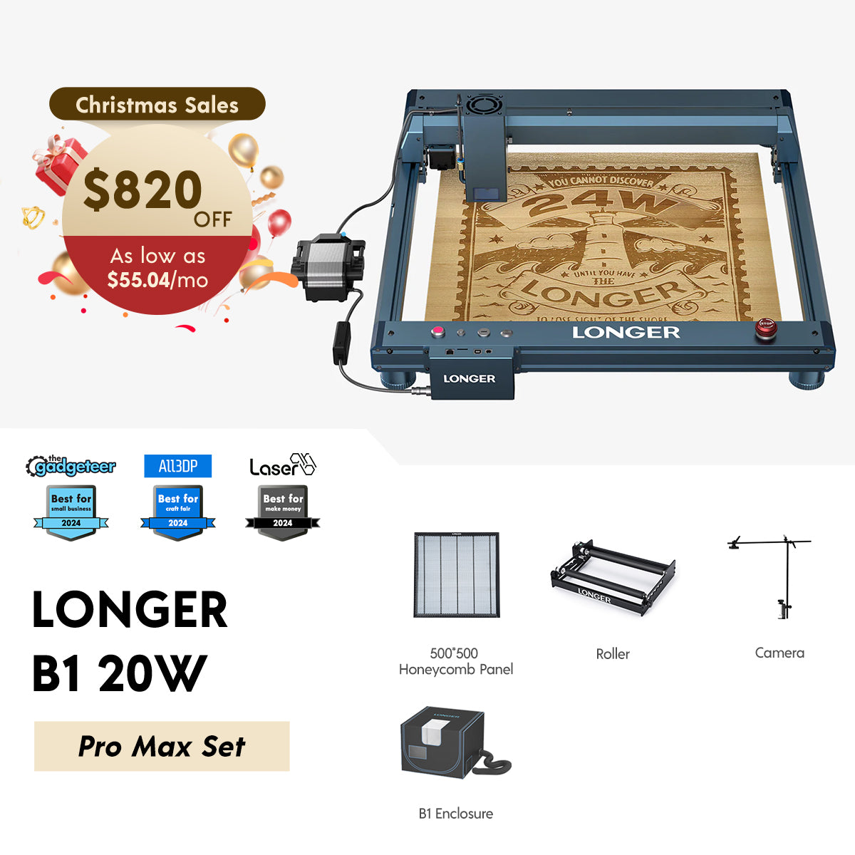 Longer B1 20W/30W/40W Laser Engraving Machine