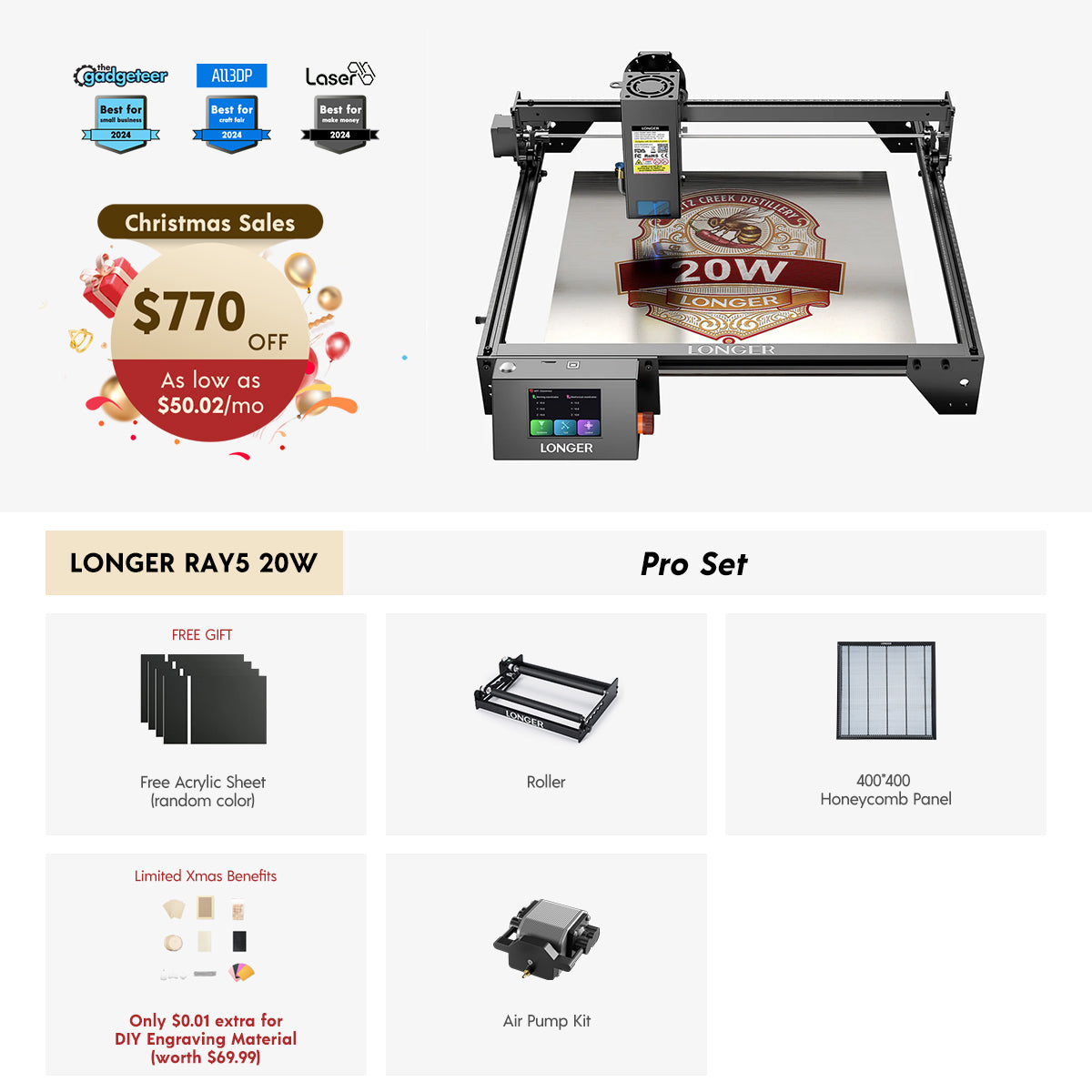 Longer RAY5 20W Laser Engraver