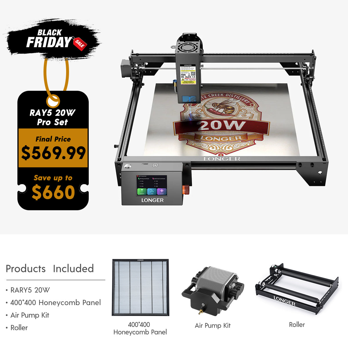 Longer RAY5 20W Laser Engraver(22-24W Output Power)