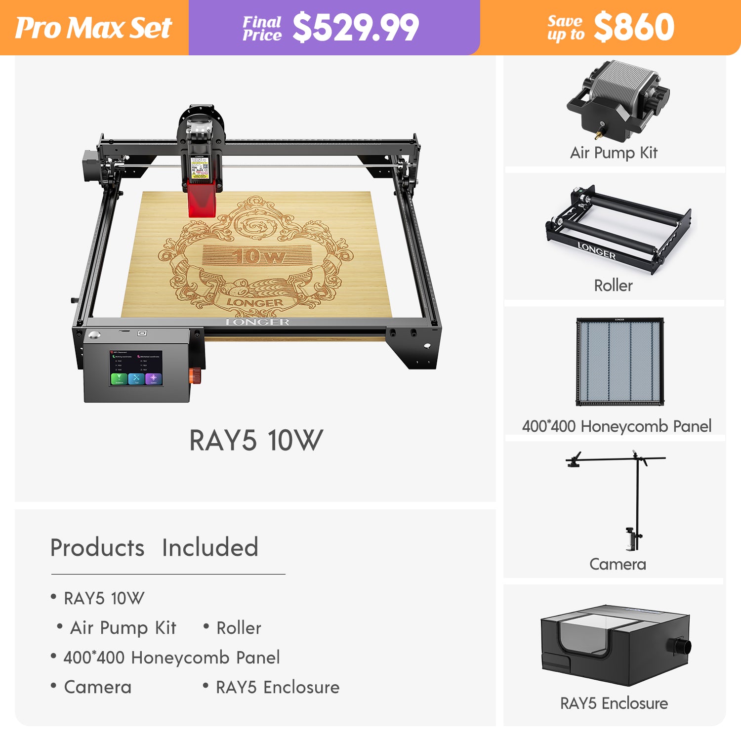 Longer RAY5 10W Laser Engraver(10-12W Output Power)