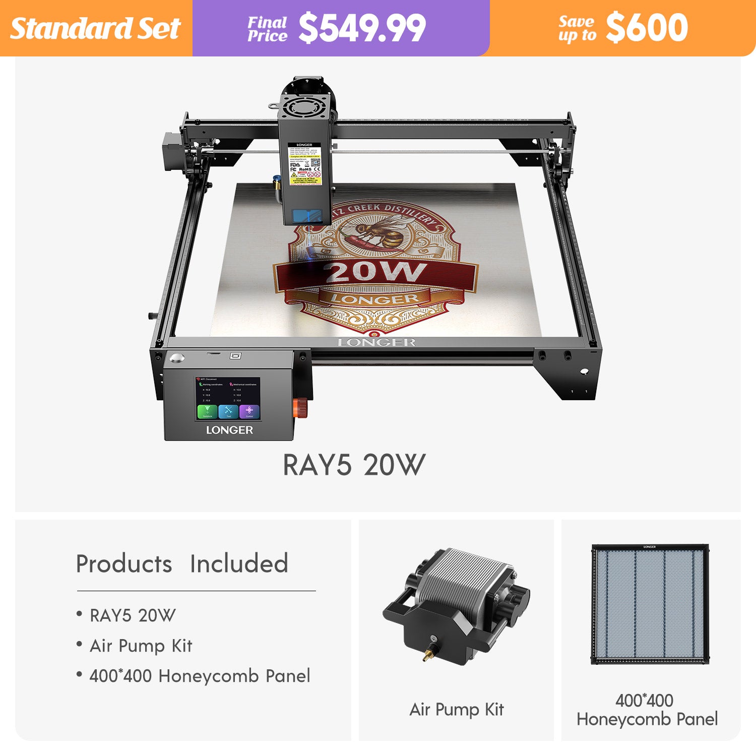 RAY5 20W Láser grabador