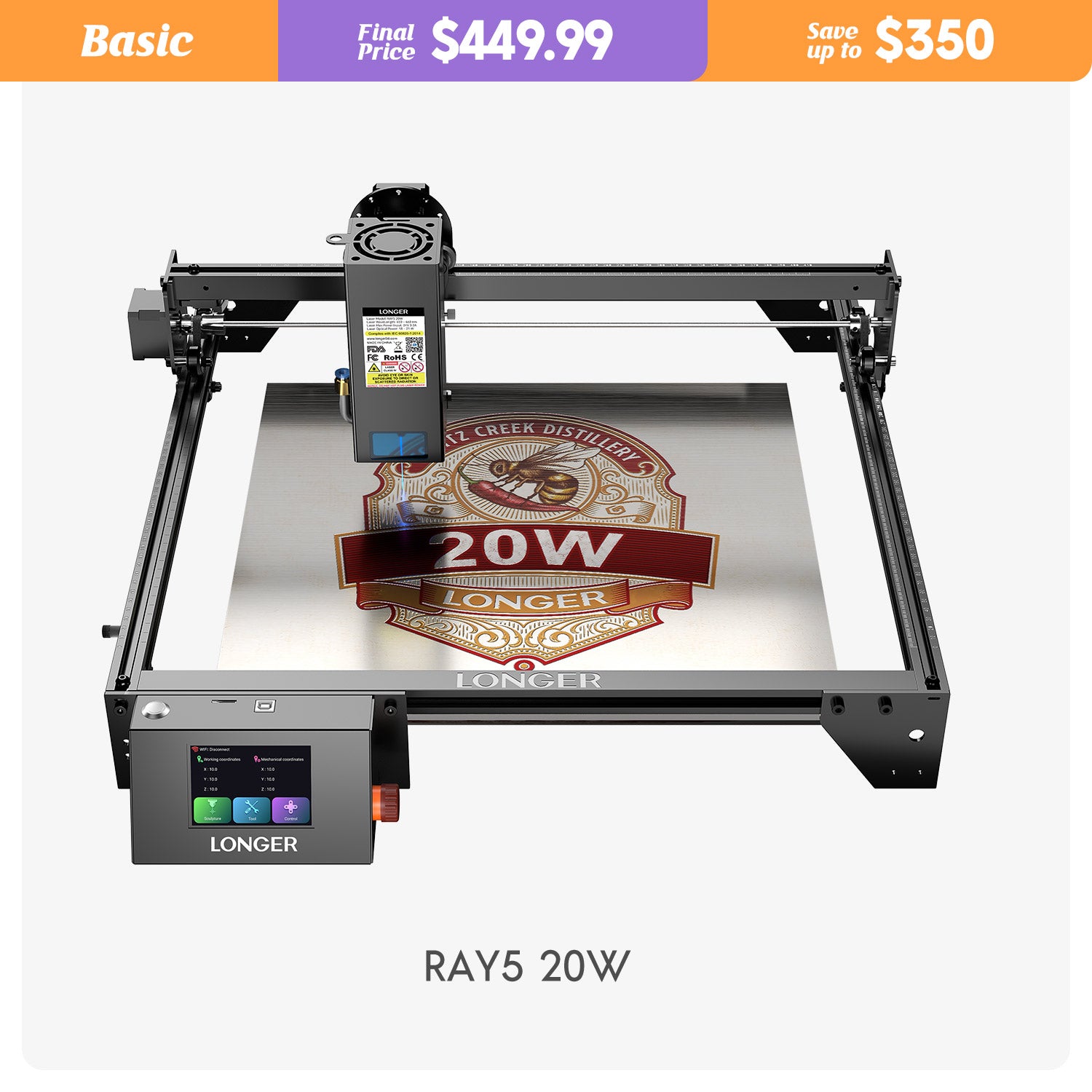 Longer RAY5 20W Laser Engraver Bundle