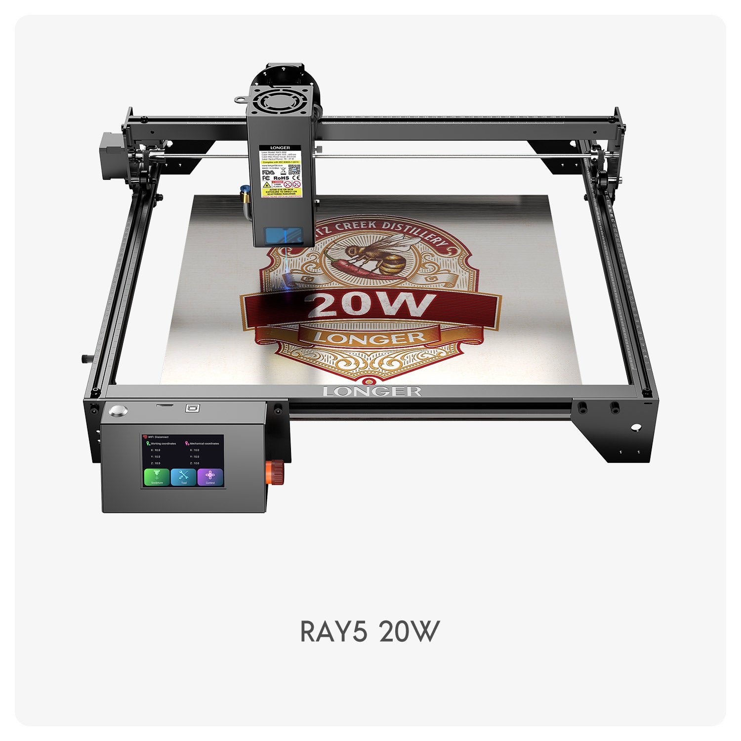 LONGER RAY5 130W Laser Engraver, 20W Output CNC Laser Cutter DIY Laser Engraving Machine, Exclusive 3.5