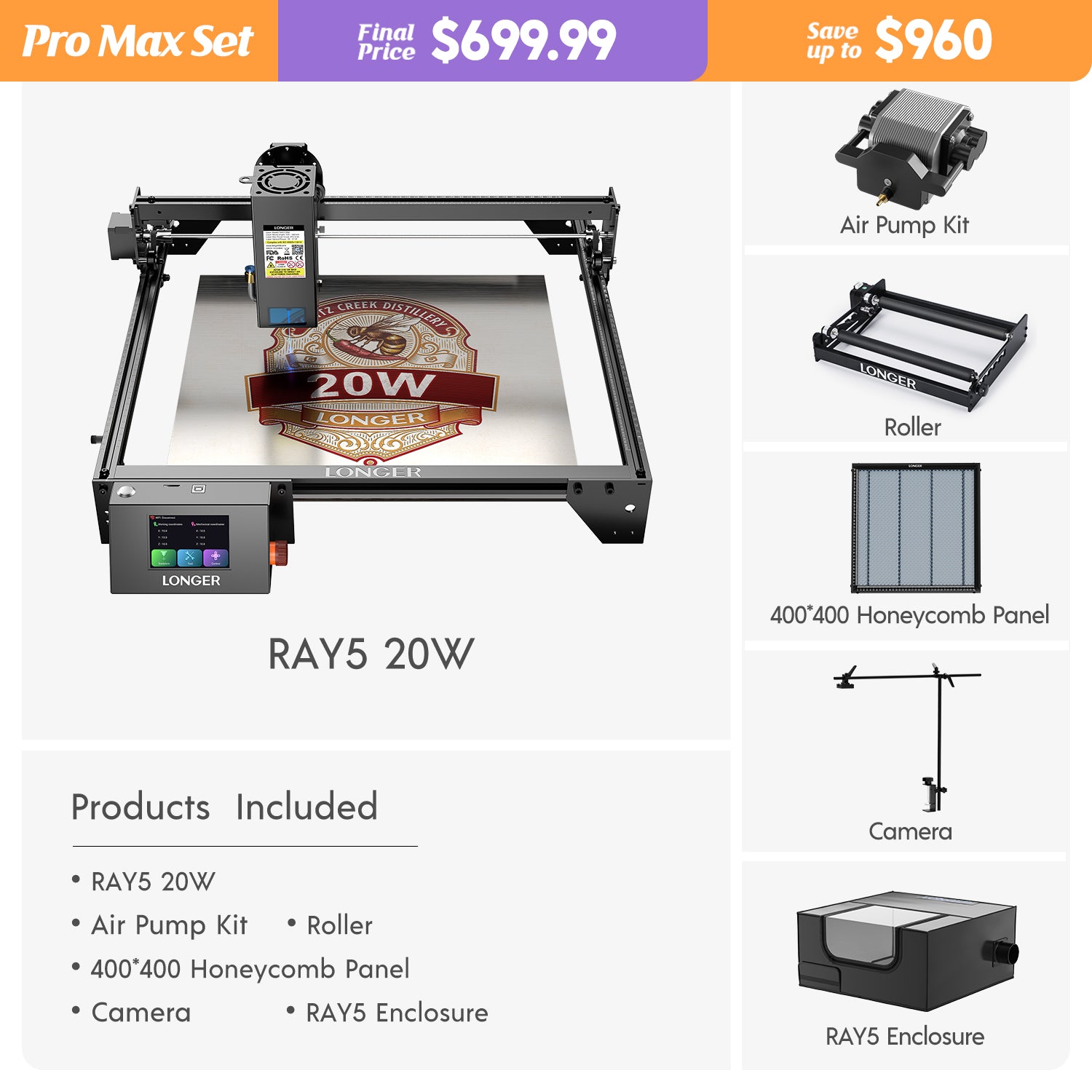 Longer RAY5 20W Laser Engraver(22-24W Output Power)