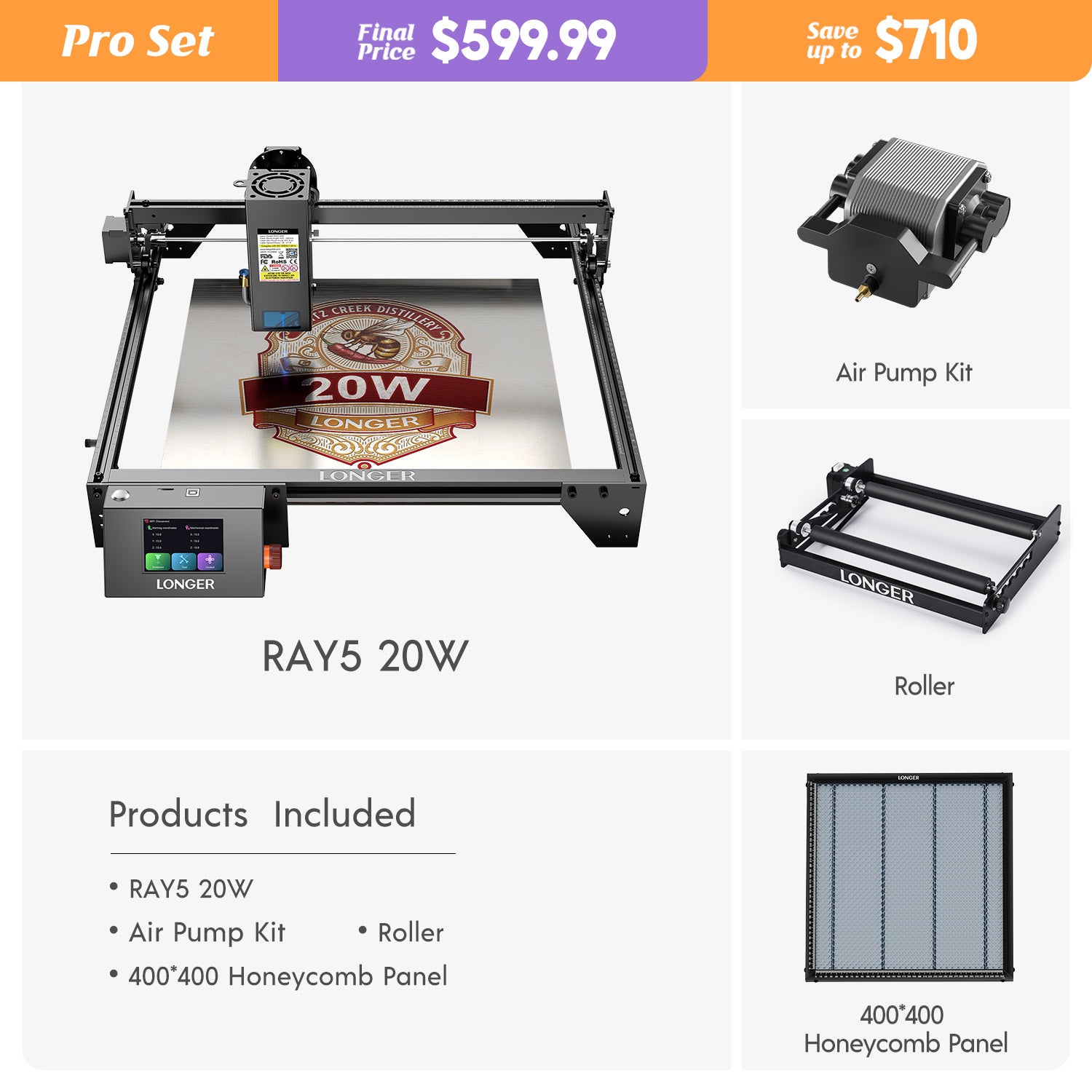 Longer RAY5 20W Laser Engraver(22-24W Output Power)