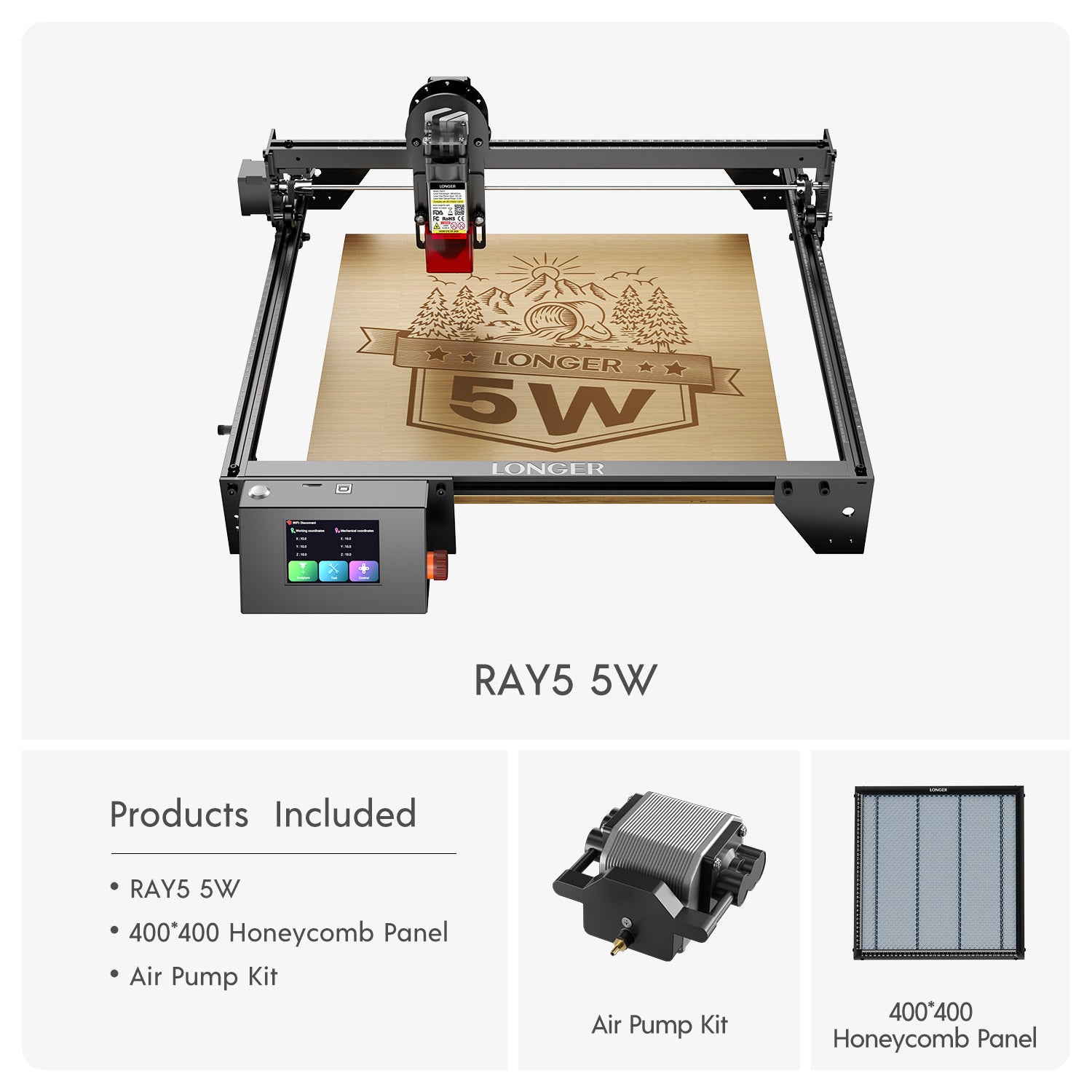 Longer RAY5 5000mW Laser Engraver is an economical Machine Suitable for Beginners, App Offline Control, DIY Engraver Tool for Metal/Glass/Wood, Engraving Area of 15.7