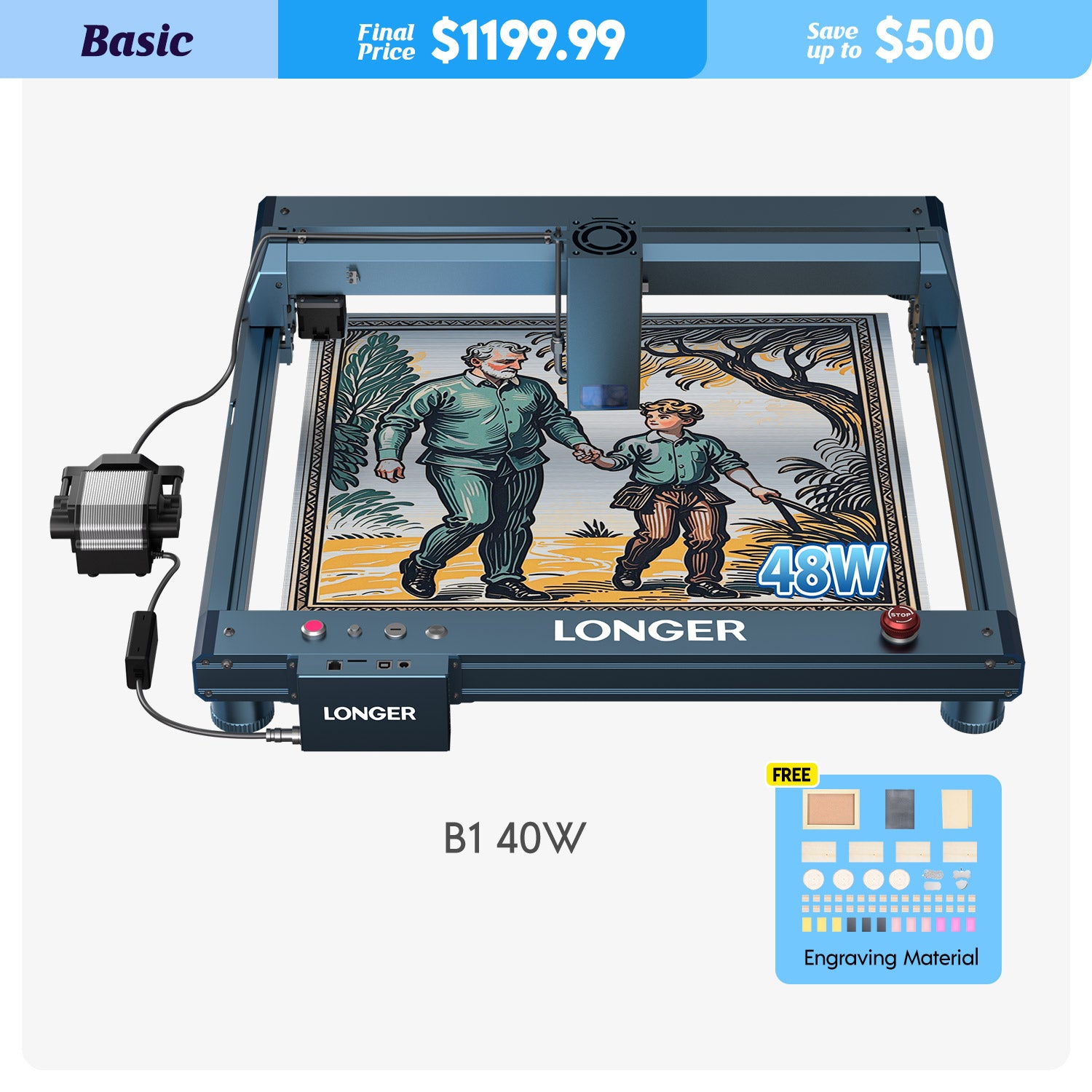 Longer Laser B1 40W CNC Laser Engraver, Wood & Metal Laser Cutter – LONGER