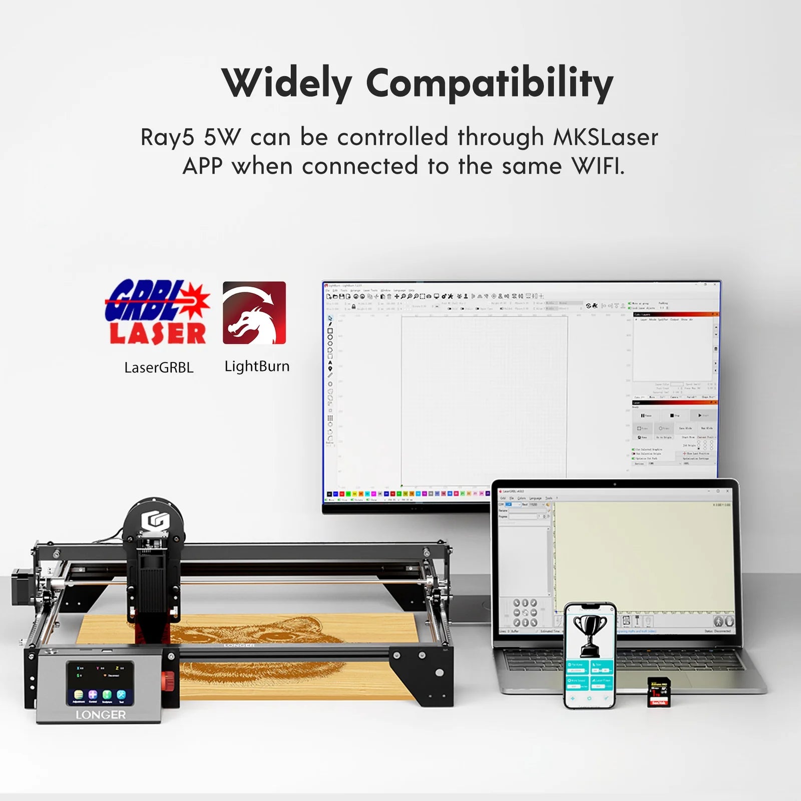 Longer RAY5 5000mW Laser Engraver is an economical Machine Suitable for Beginners, App Offline Control, DIY Engraver Tool for Metal/Glass/Wood, Engraving Area of 15.7