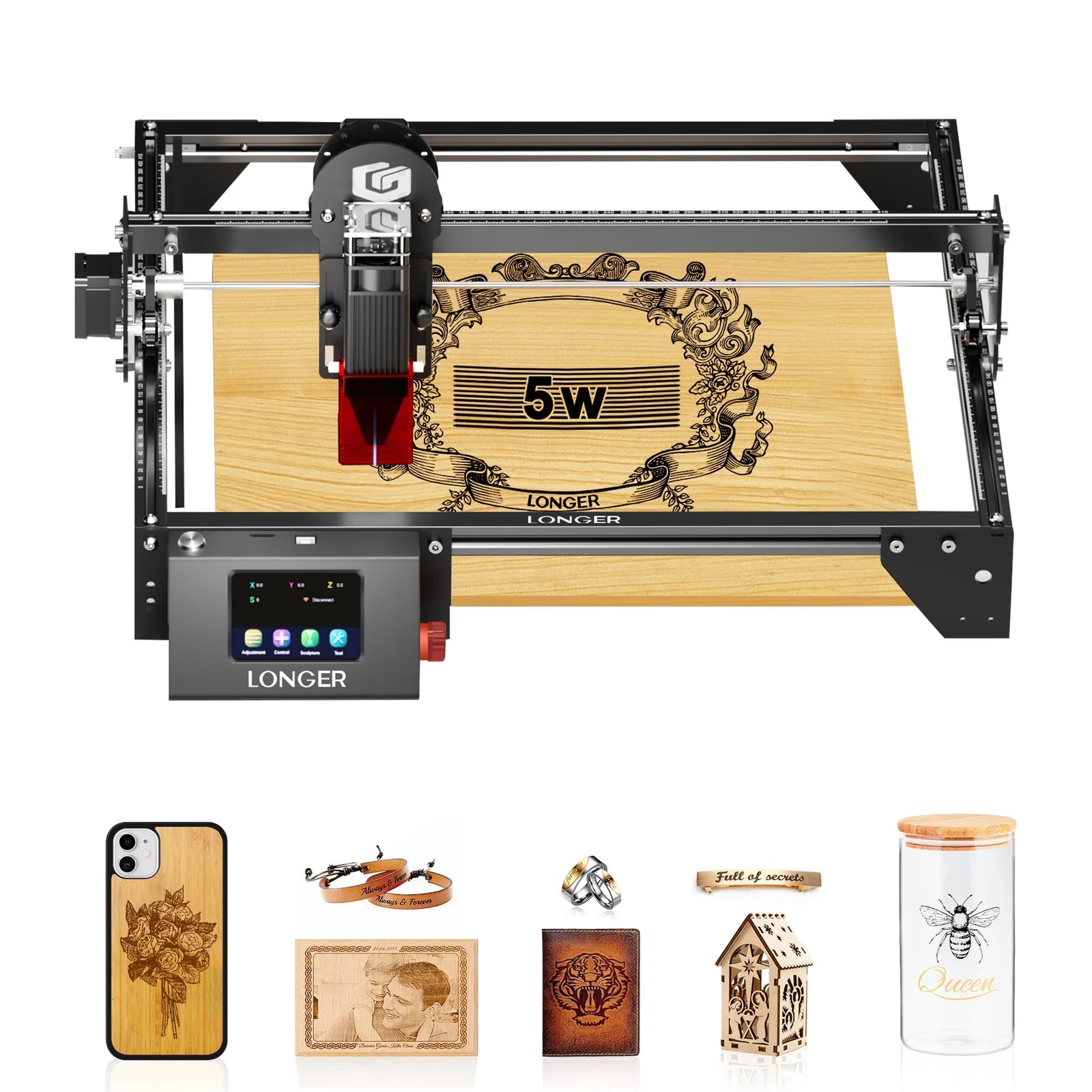 Longer RAY5 5000mW Laser Engraver is an economical Machine Suitable for Beginners, App Offline Control, DIY Engraver Tool for Metal/Glass/Wood, Engraving Area of 15.7